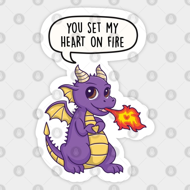 You set my heart on fire - dragon pun Sticker by LEFD Designs